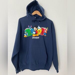Disneyland Resort 2007 Hoodie XL Blue Vintage Mickey Donald Stitch Goofy